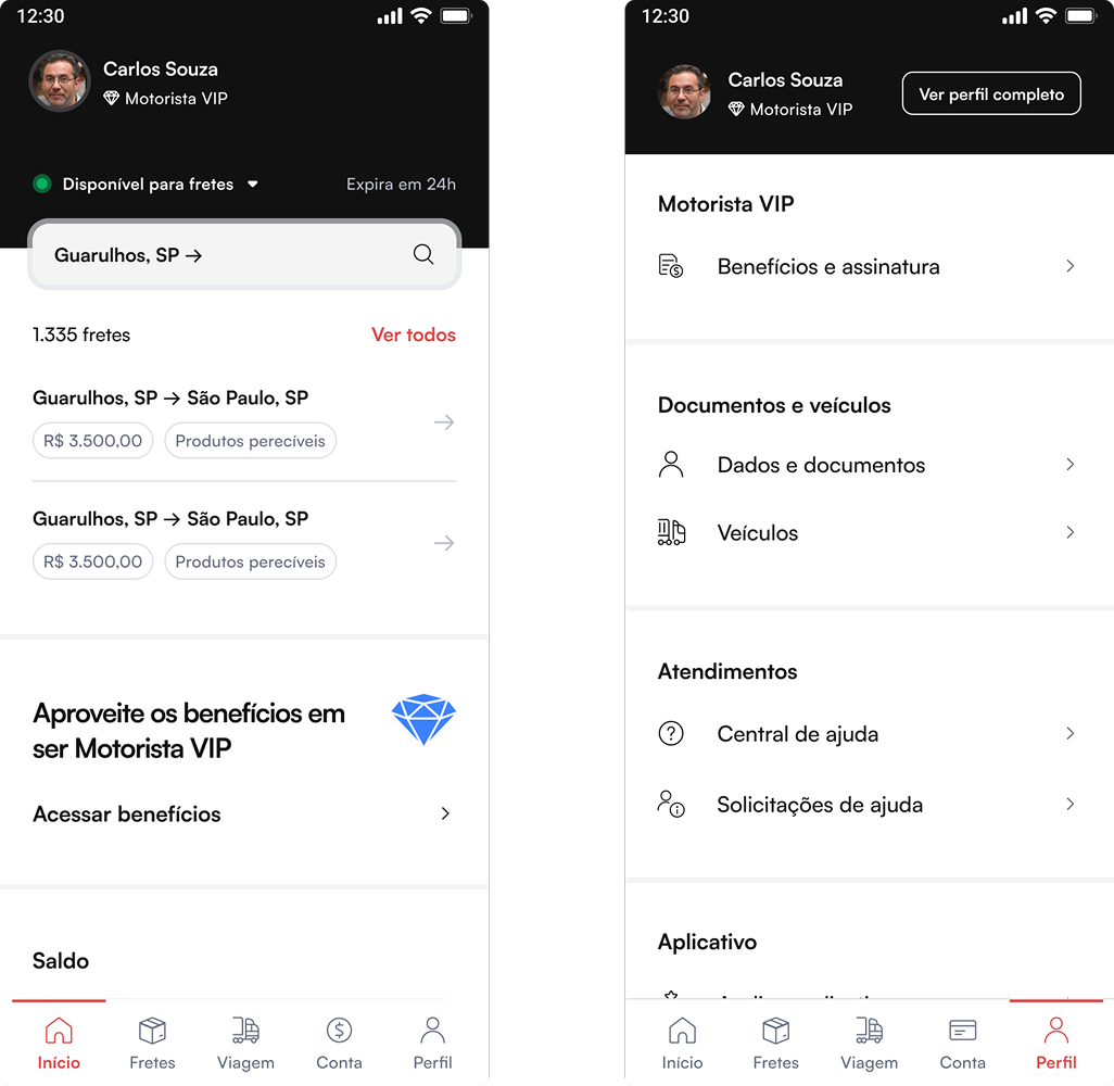 Fluxo de conversão do motorista free para assinante VIP