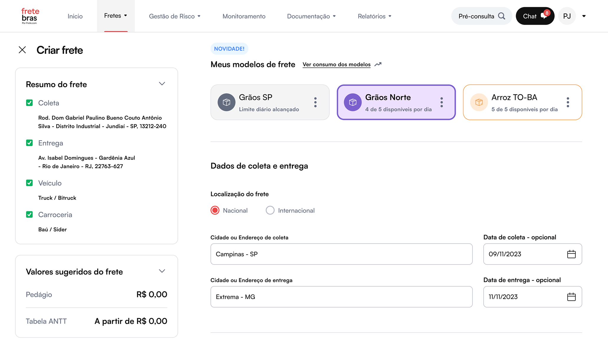 Interface de criação e gestão de templates reutilizáveis