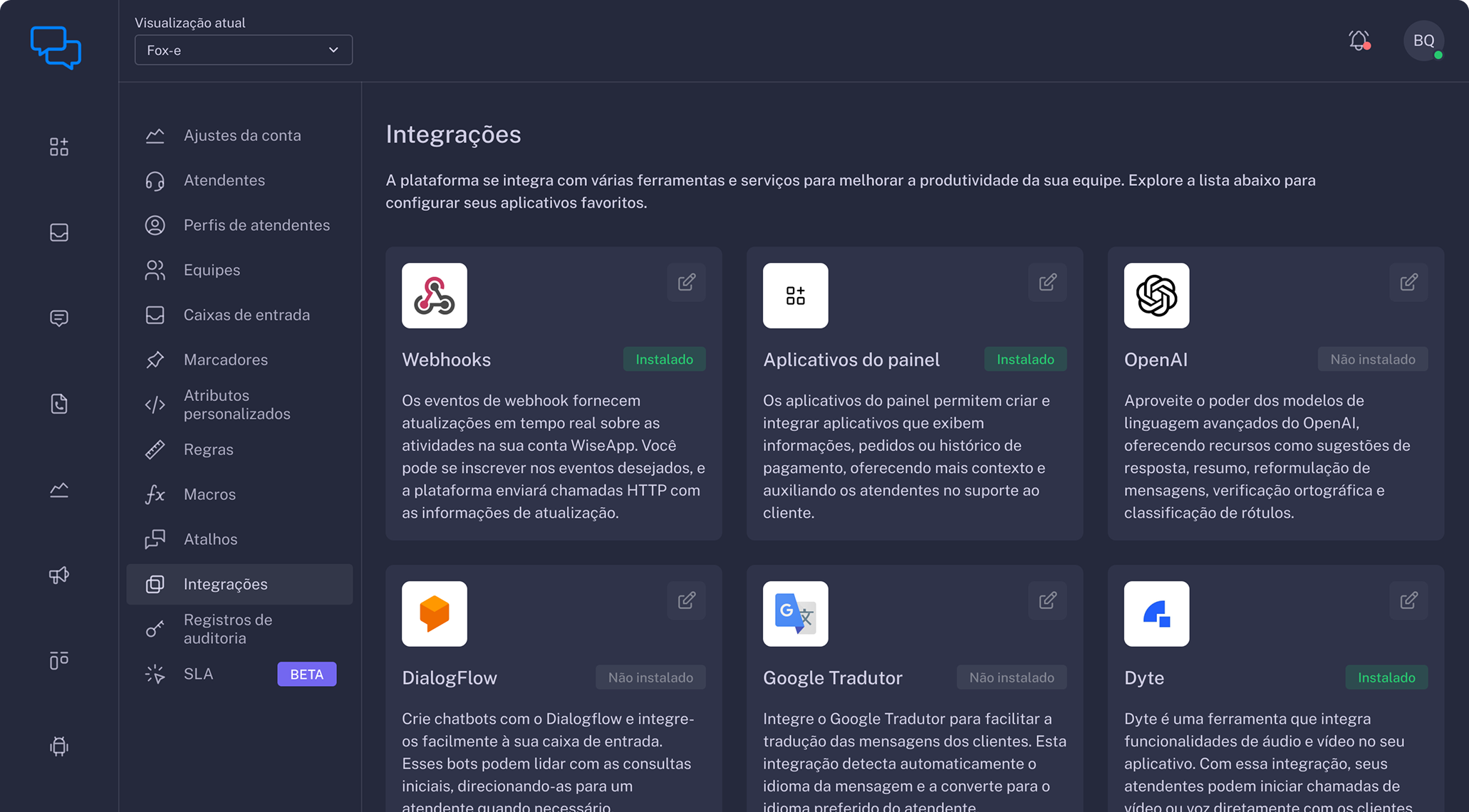 Tela de performance e métricas de motoristas